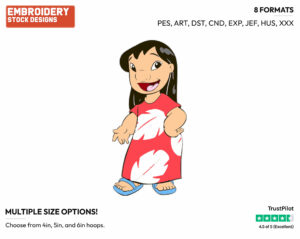 Lilo - Disney's Lilo & Stitch - Embroidery Design in 3 sizes & 8 formats