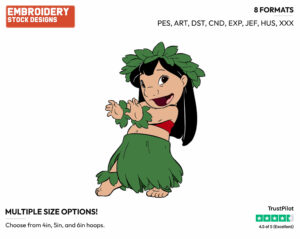 Lilo Hula Dancing - Disney's Lilo & Stitch - Embroidery Design in 3 sizes & 8 formats