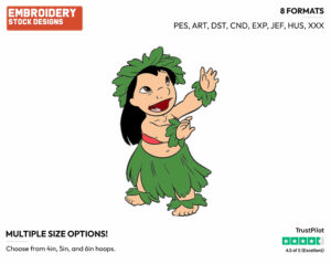 Lilo Hula Dancing - Disney's Lilo & Stitch - Embroidery Design in 3 sizes & 8 formats