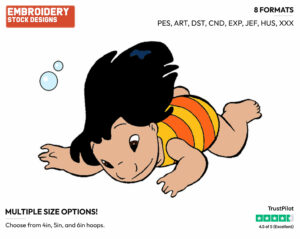 Lilo Swimming - Disney's Lilo & Stitch - Embroidery Design in 3 sizes & 8 formats