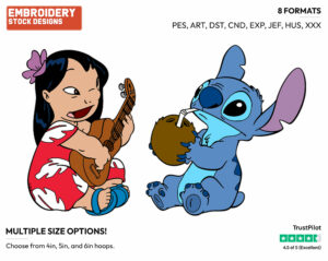 Lilo, Stitch - Disney's Lilo & Stitch - Embroidery Design in 3 sizes & 8 formats