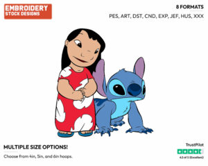 Lilo, Stitch - Disney's Lilo & Stitch - Embroidery Design in 3 sizes & 8 formats