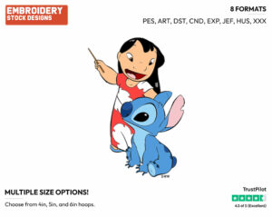 Lilo, Stitch - Disney's Lilo & Stitch - Embroidery Design in 3 sizes & 8 formats