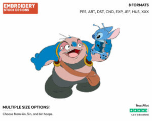 Jumba, Stitch - Disney's Lilo & Stitch - Embroidery Design in 3 sizes & 8 formats