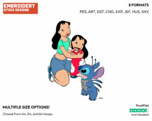 Lilo, Stitch, Nani - Disney's Lilo & Stitch - Embroidery Design in 3 sizes & 8 formats