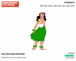 Nani Wearing Grass Skirt - Disney's Lilo & Stitch - Embroidery Design in 3 sizes & 8 formats