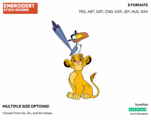 Simba, Zazu - Disney's The Lion King - Embroidery Design in 3 sizes & 8 formats