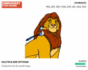 Mufasa, Zazu - Disney's The Lion King - Embroidery Design in 3 sizes & 8 formats