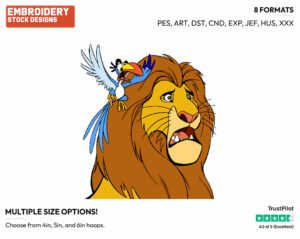 Mufasa, Zazu - Disney's The Lion King - Embroidery Design in 3 sizes & 8 formats