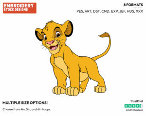 Young Simba - Disney's The Lion King - Embroidery Design in 3 sizes & 8 formats