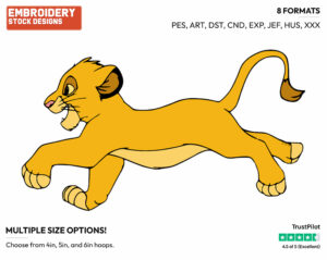Simba Running - Disney's The Lion King - Embroidery Design in 3 sizes & 8 formats