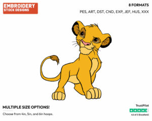 Young Mischievous Simba - Disney's The Lion King - Embroidery Design in 3 sizes & 8 formats