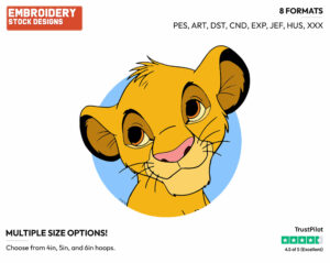 Young Simba - Disney's The Lion King - Embroidery Design in 3 sizes & 8 formats
