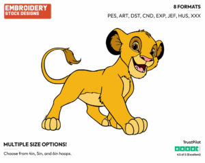 Young Simba - Disney's The Lion King - Embroidery Design in 3 sizes & 8 formats