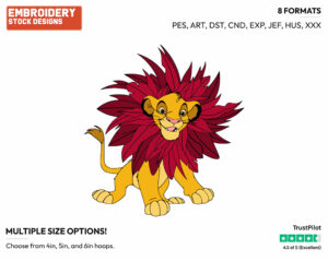 Young Simba With Mane Of Leaves - Disney's The Lion King - Embroidery Design in 3 sizes & 8 formats