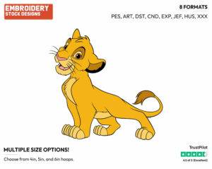 Young Simba - Disney's The Lion King - Embroidery Design in 3 sizes & 8 formats
