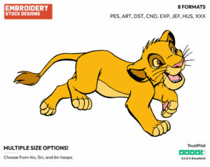 Simba - Disney's The Lion King - Embroidery Design in 3 sizes & 8 formats