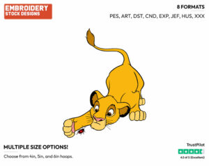 Simba Examining An Insect - Disney's The Lion King - Embroidery Design in 3 sizes & 8 formats