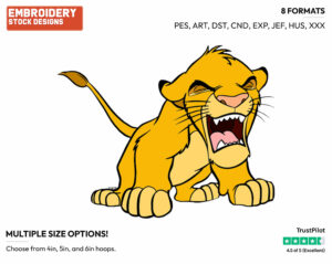 Simba Roaring - Disney's The Lion King - Embroidery Design in 3 sizes & 8 formats