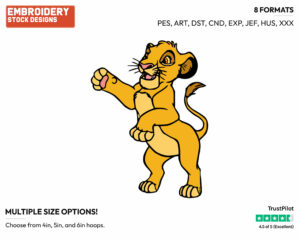Simba Standing On Hind Legs - Disney's The Lion King - Embroidery Design in 3 sizes & 8 formats