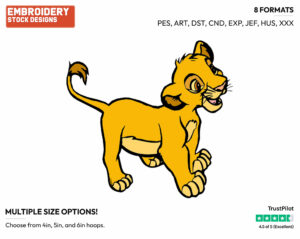 Simba - Disney's The Lion King - Embroidery Design in 3 sizes & 8 formats