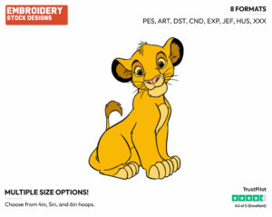 Simba - Disney's The Lion King - Embroidery Design in 3 sizes & 8 formats
