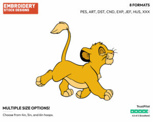 Simba - Disney's The Lion King - Embroidery Design in 3 sizes & 8 formats