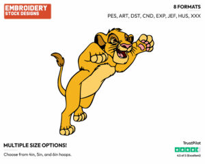 Simba Pouncing - Disney's The Lion King - Embroidery Design in 3 sizes & 8 formats