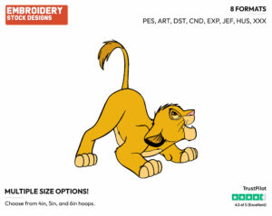 Playful Simba - Disney's The Lion King - Embroidery Design in 3 sizes & 8 formats