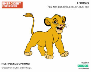 Simba - Disney's The Lion King - Embroidery Design in 3 sizes & 8 formats
