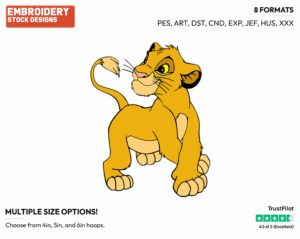 Simba - Disney's The Lion King - Embroidery Design in 3 sizes & 8 formats