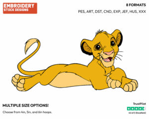 Simba - Disney's The Lion King - Embroidery Design in 3 sizes & 8 formats