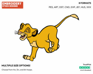 Simba - Disney's The Lion King - Embroidery Design in 3 sizes & 8 formats