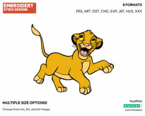 Simba - Disney's The Lion King - Embroidery Design in 3 sizes & 8 formats