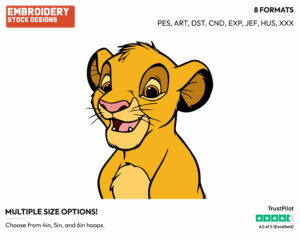 Simba - Disney's The Lion King - Embroidery Design in 3 sizes & 8 formats
