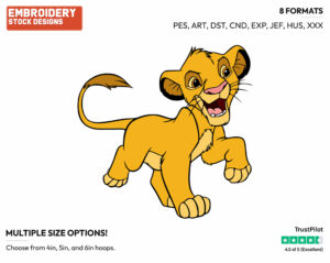 Simba - Disney's The Lion King - Embroidery Design in 3 sizes & 8 formats