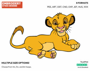Simba - Disney's The Lion King - Embroidery Design in 3 sizes & 8 formats