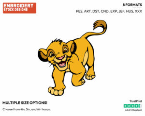 Simba - Disney's The Lion King - Embroidery Design in 3 sizes & 8 formats