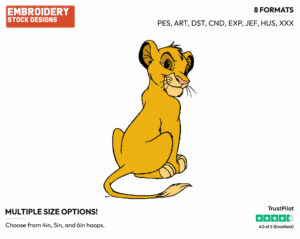 Simba Back View - Disney's The Lion King - Embroidery Design in 3 sizes & 8 formats