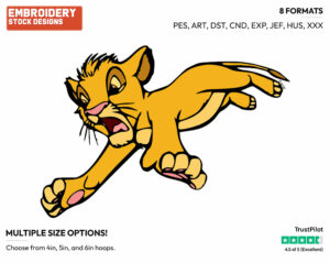 Simba - Disney's The Lion King - Embroidery Design in 3 sizes & 8 formats