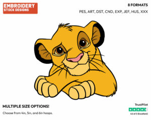 Cute Simba - Disney's The Lion King - Embroidery Design in 3 sizes & 8 formats