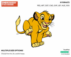 Simba Running - Disney's The Lion King - Embroidery Design in 3 sizes & 8 formats