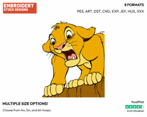 Horrified Simba - Disney's The Lion King - Embroidery Design in 3 sizes & 8 formats