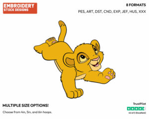 Baby Simba Running - Disney's The Lion King - Embroidery Design in 3 sizes & 8 formats