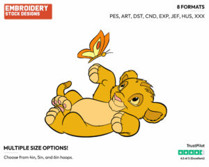 Baby Simba, Butterfly - Disney's The Lion King - Embroidery Design in 3 sizes & 8 formats