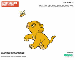 Baby Simba, Butterfly - Disney's The Lion King - Embroidery Design in 3 sizes & 8 formats