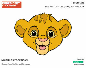 Baby Simba's Face - Disney's The Lion King - Embroidery Design in 3 sizes & 8 formats