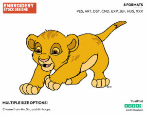 Baby Simba - Disney's The Lion King - Embroidery Design in 3 sizes & 8 formats