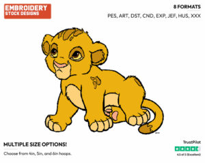 Baby Simba - Disney's The Lion King - Embroidery Design in 3 sizes & 8 formats