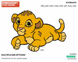Baby Simba - Disney's The Lion King - Embroidery Design in 3 sizes & 8 formats